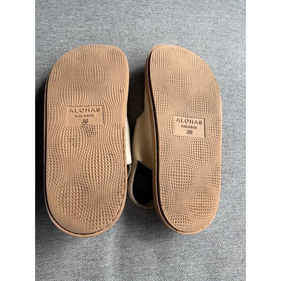 ALOHAS Harper Leather Slingback Buckled Sandal Cream Sz 38 US 7 - Picture 15 of 16